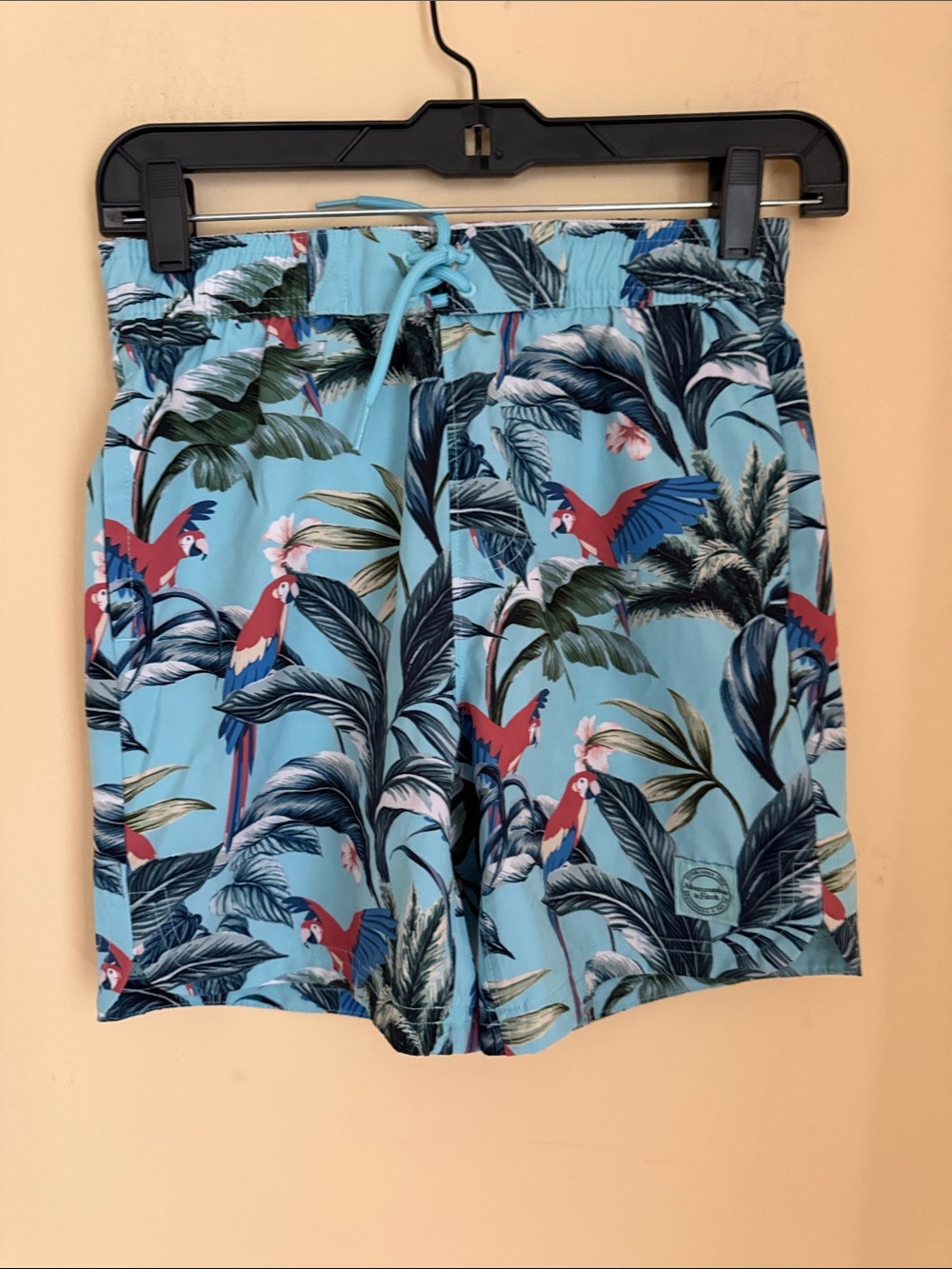 Abercrombie kids Light Blue Tropical Parrot Swim Shorts Size 11/12